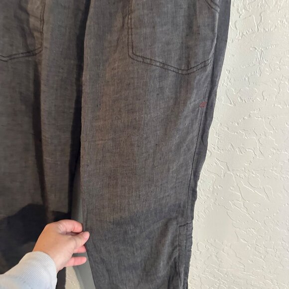 Toad & Co. 100% Linen “Lina” Brown Hippie Style Drawstring Heathered Cinch Pants - Picture 7 of 12